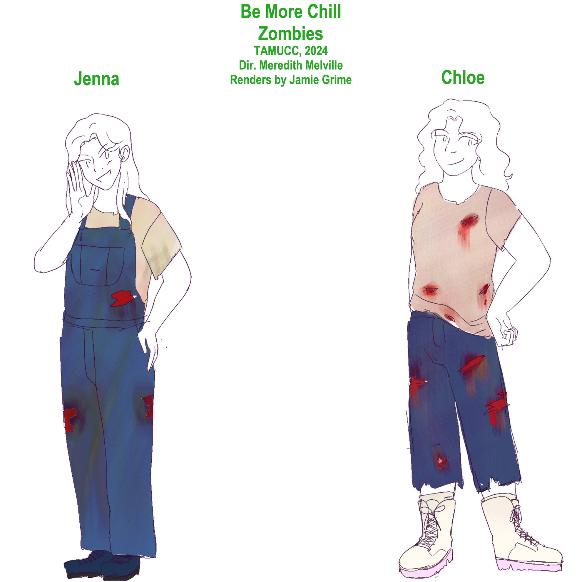 Digital Render of Chloe and Jenna as Zombies