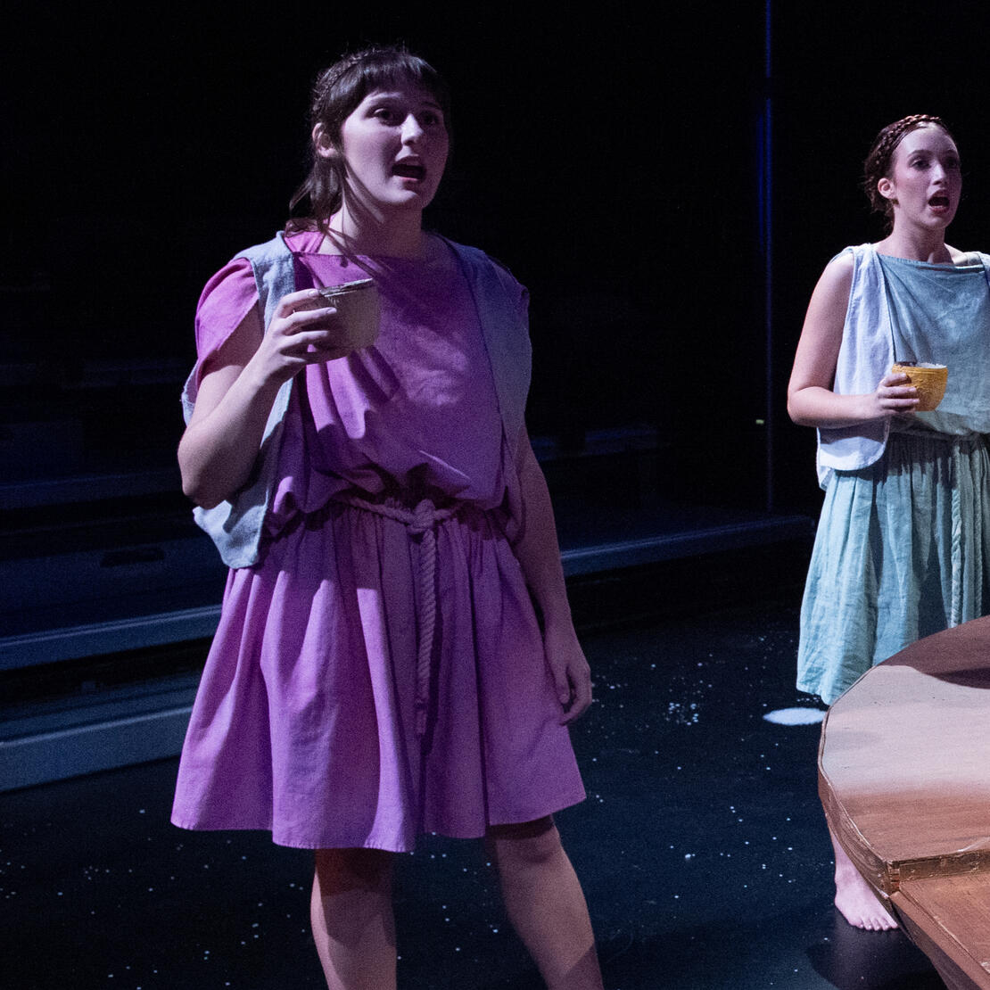 The dyed Chiton and Rope from TAMUCC's production of The Penelopiad